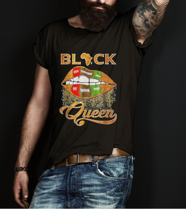 Black Queen Lips Red Green African Flag Africa T-Shirt