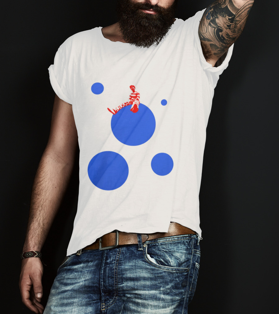 Harry's Styles Merch Red Figure Blue Polka Dot T-Shirt