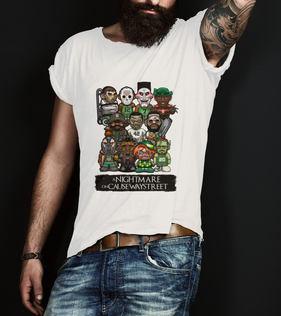 A Nightmare On Causeway Street With Horror Characters And Sports Themes T-Shirt