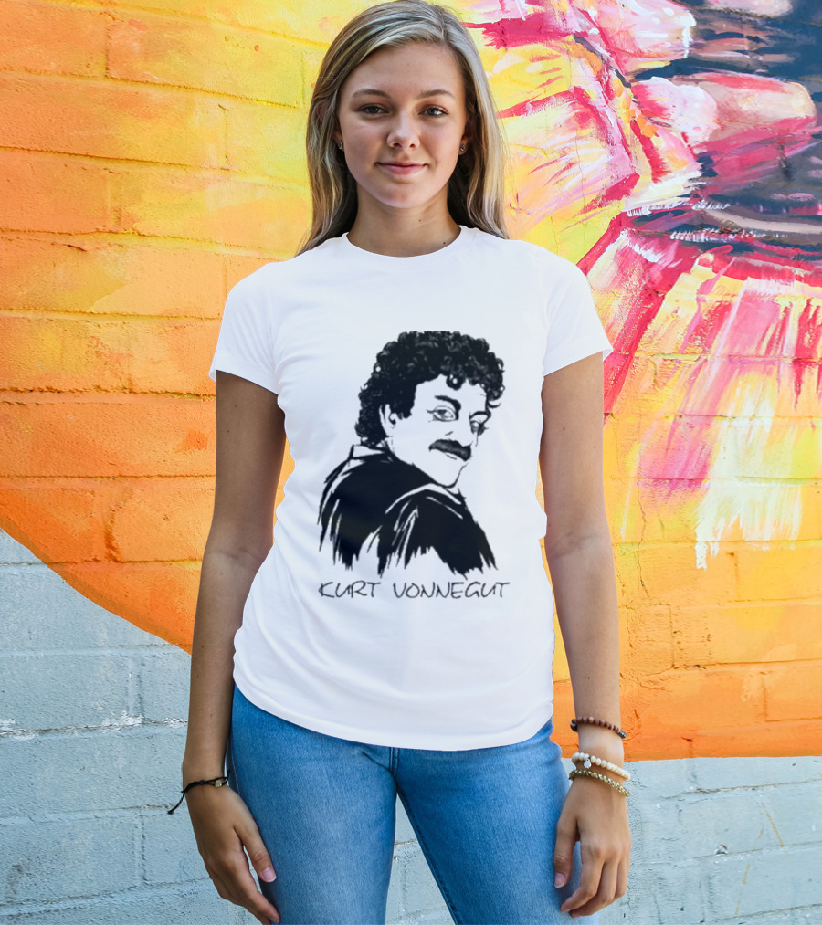 Kurt Vonnegut Black And White Stylized T-Shirt