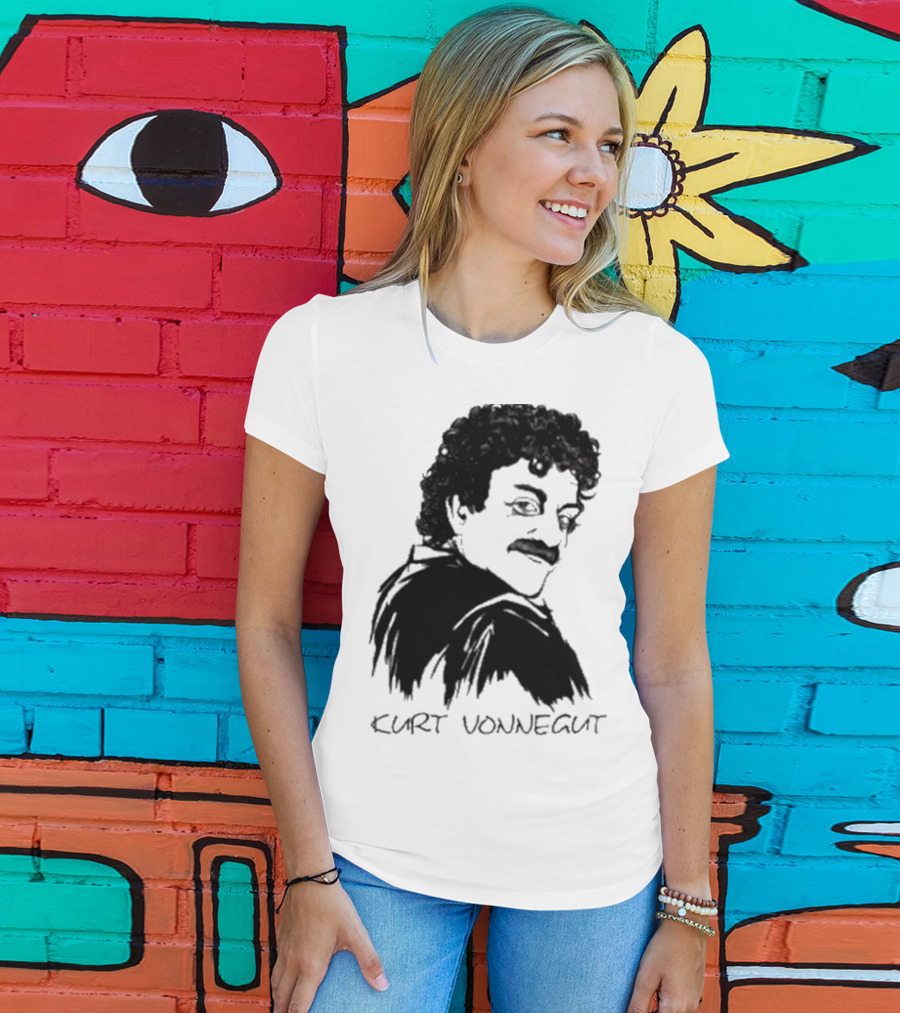 Kurt Vonnegut Black And White Stylized T-Shirt
