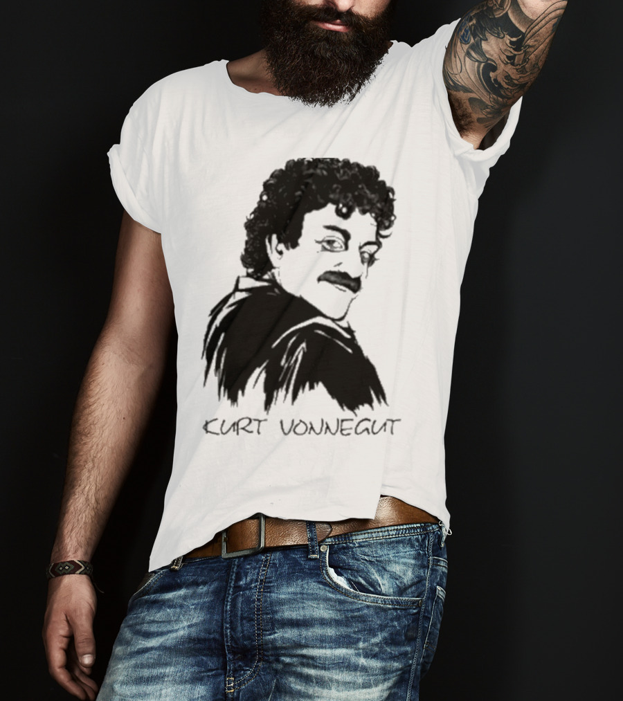 Kurt Vonnegut Black And White Stylized T-Shirt