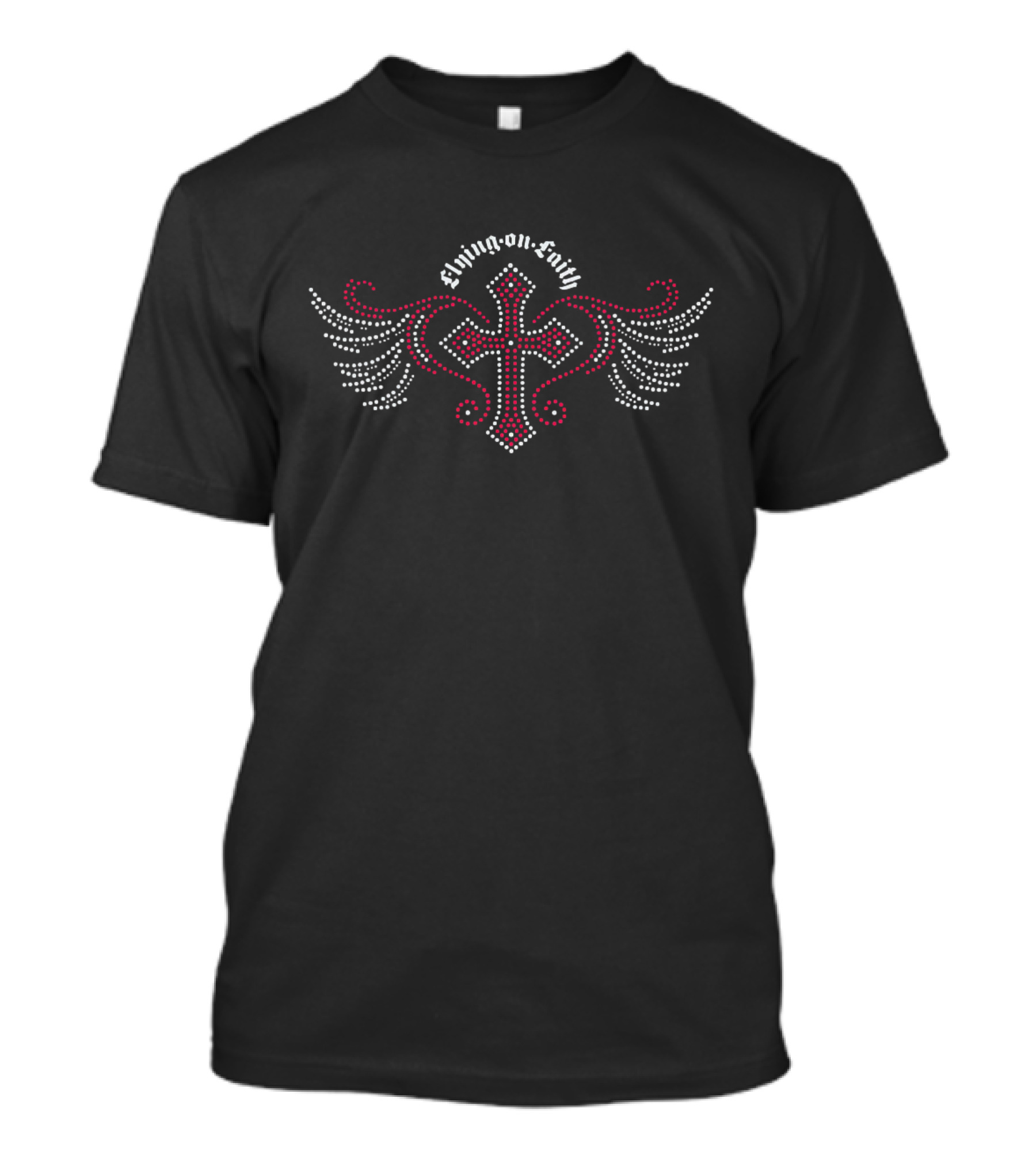 Flying On Faith Dotted Cross Rhinestones T-Shirt