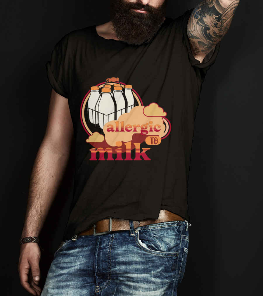 Allergic To Milk With Milk Bottles In T-Shirt