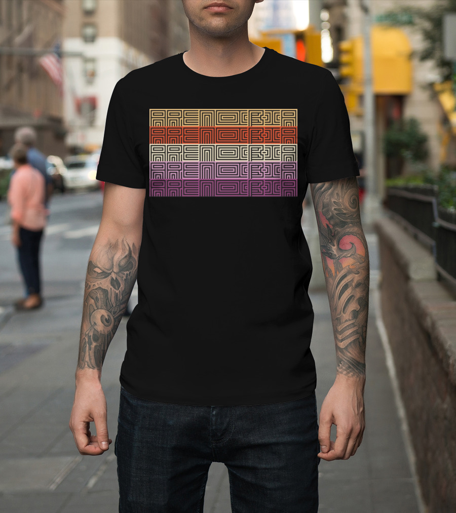 Arencibia Retro Geometric Pattern Text T-Shirt