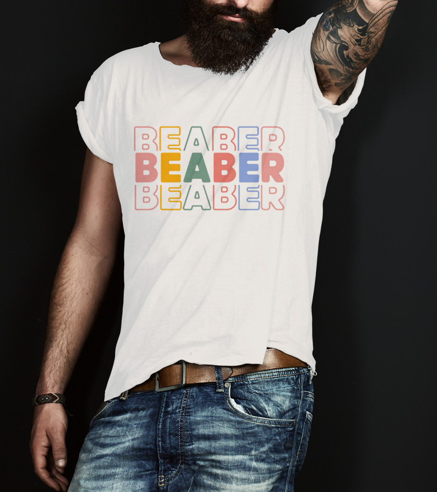 BEABER Multicolor Text Stacked Typography T-Shirt