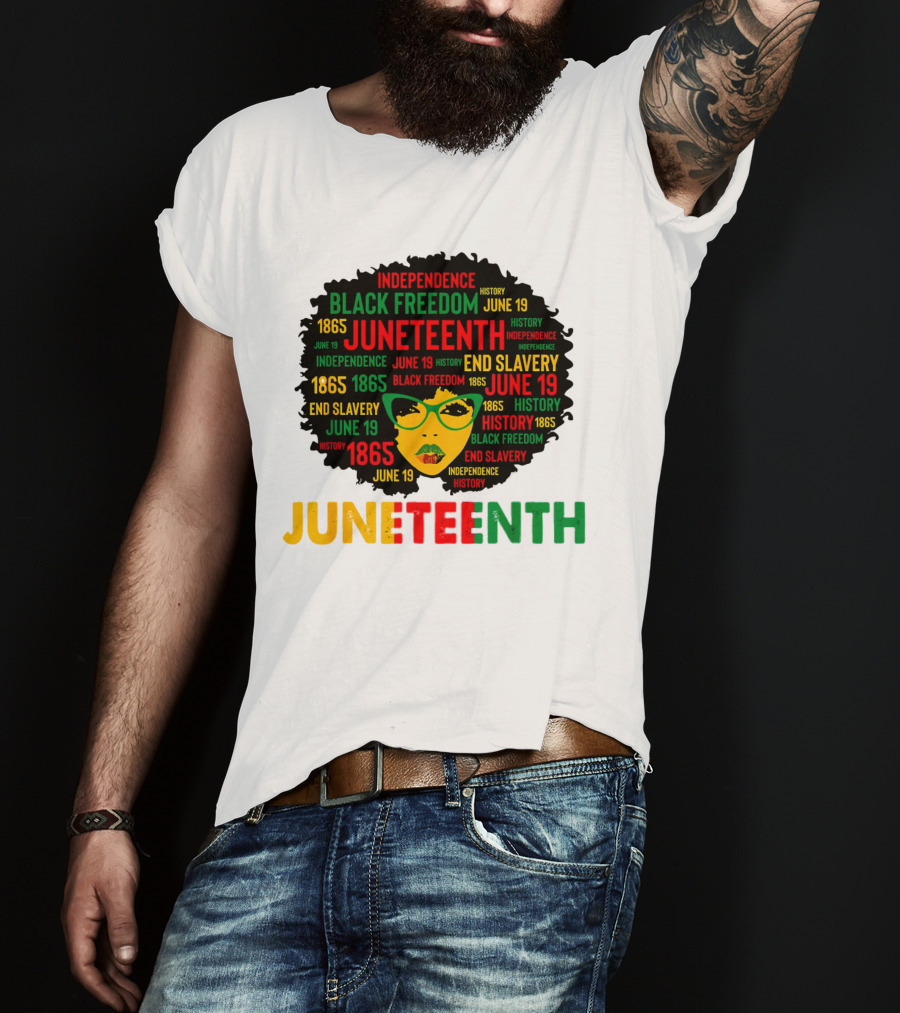 Juneteenth Independence Black Freedom End Slavery History June 19 1865 Afro Queen T-Shirt