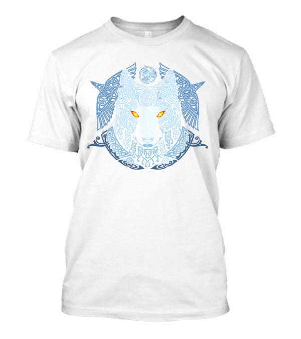 Raven Wolf Celtic Knotwork Design With Triquetra And Spiral Motif T-Shirt