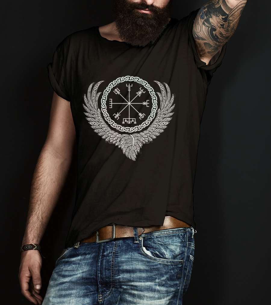 Celtic Raven's Wing Vegvisir Nordic T-Shirt