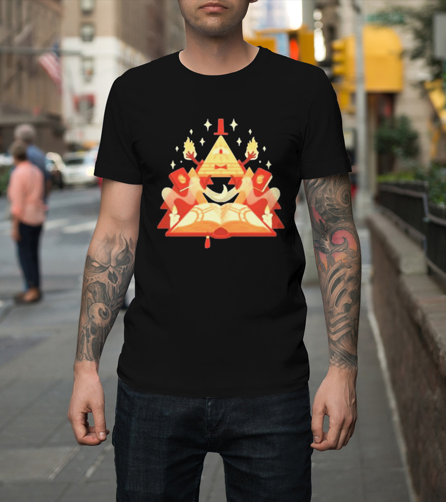 Bill Cipher Reding Book Gravity Falls Mystical Pyramid T-Shirt