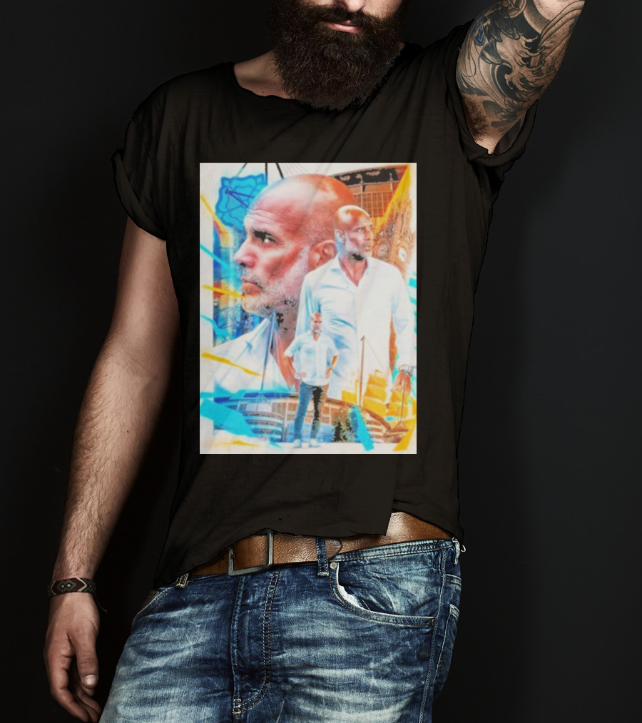 Josep Pep Guardiola New Football Bold Artful Portrait With Vibrant Urban Backdrop T-Shirt