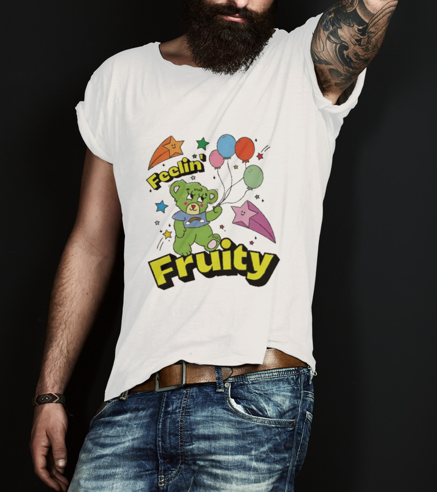 Smile Cult Store Feelin’ Fruity Bear With Balloons And Stars T-Shirt
