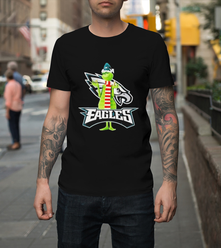 Grinch Philadelphia Eagles NFL Team Logo Combination T-Shirt