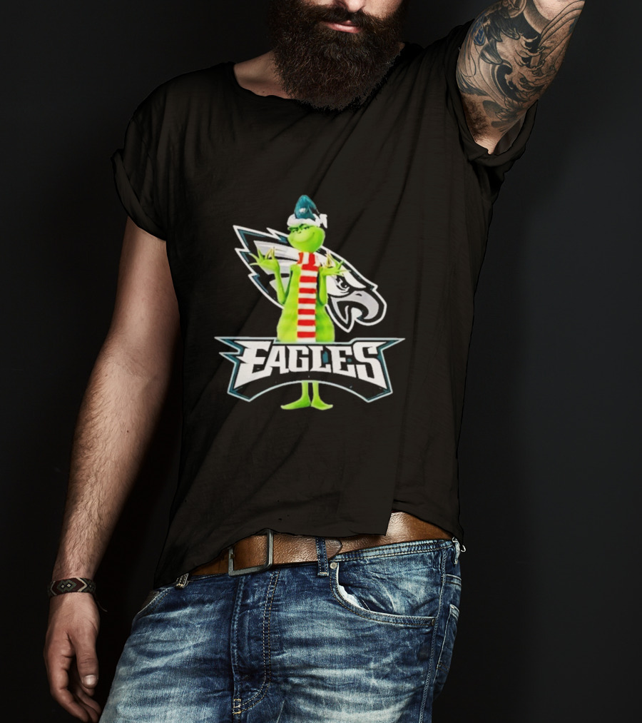 Grinch Philadelphia Eagles NFL Team Logo Combination T-Shirt