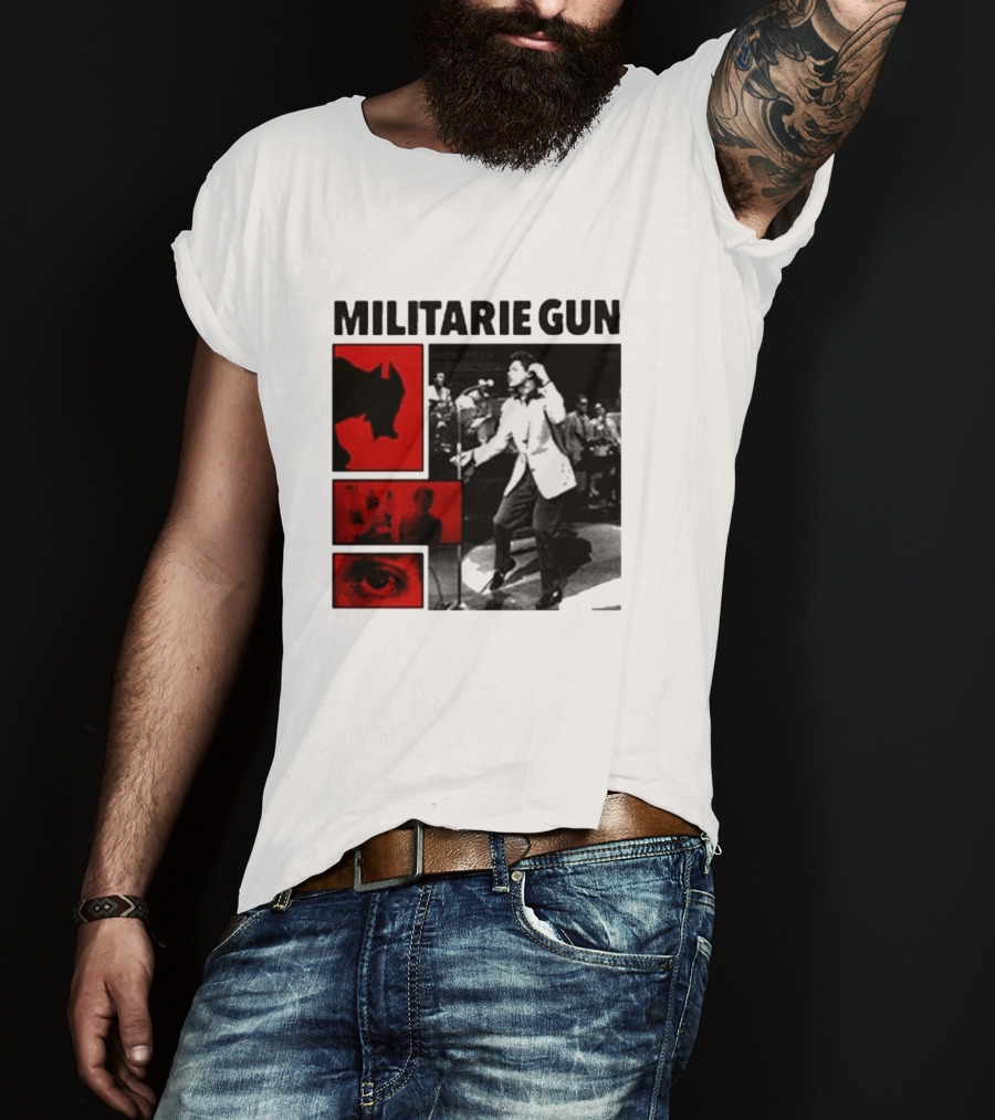 MILITARIE GUN Red Black Collage Performance T-Shirt