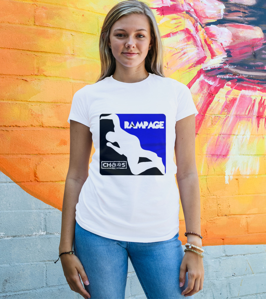 Rampage Chaos Inc Silhouette Blue Background T-Shirt