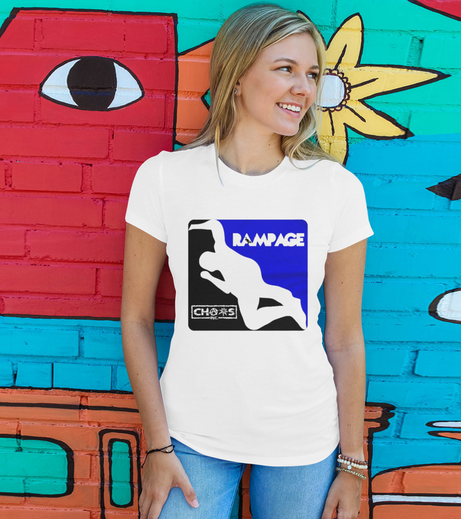 Rampage Chaos Inc Silhouette Blue Background T-Shirt