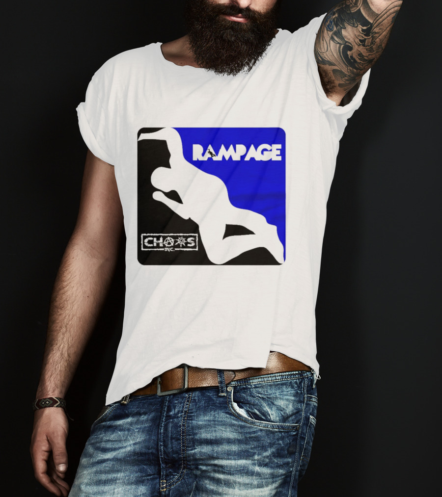 Rampage Chaos Inc Silhouette Blue Background T-Shirt