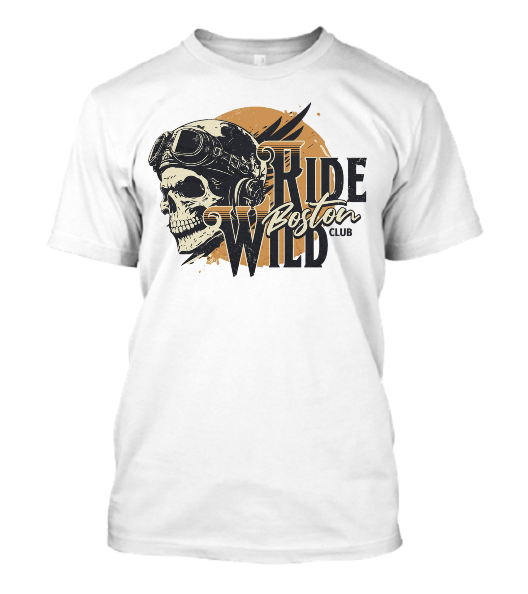 Ride Wild Boston Club Skull With Goggles T-Shirt