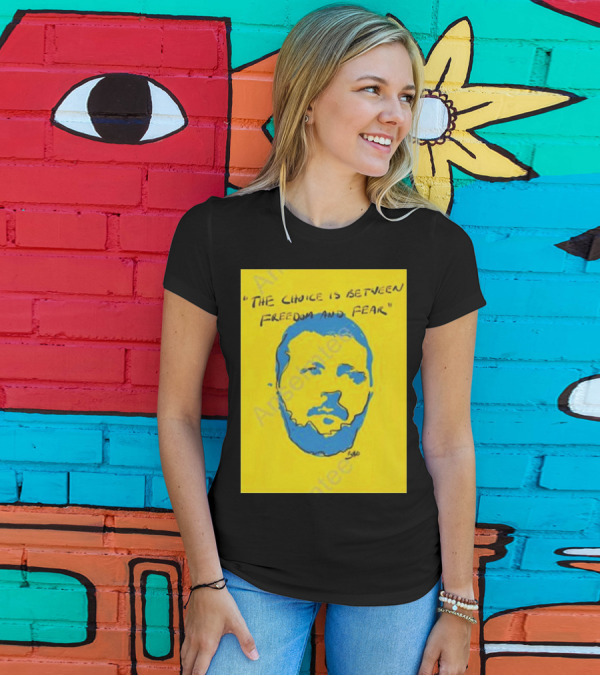 U2 The Choice Is Between Freedom And Fear Blue Face On Yellow T-Shirt