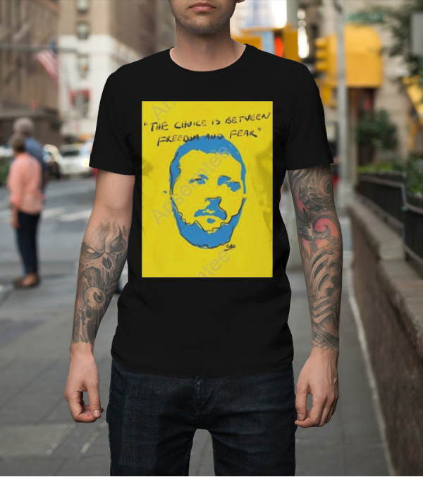 Shirt: U2 The Choice Is Between Freedom and Fear Blue Face on Yellow T-Shirt U2 The Choice Is Between Freedom and Fear Blue Face on Yellow T-Shirt