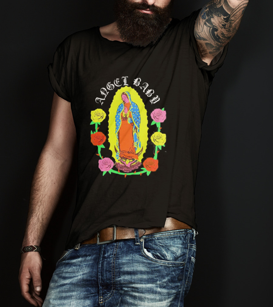 Angel Baby Virgen With Colorful Roses T-Shirt