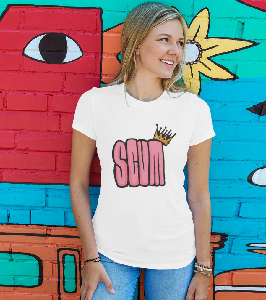 SCUM Pink Text With Gold Crown T-Shirt
