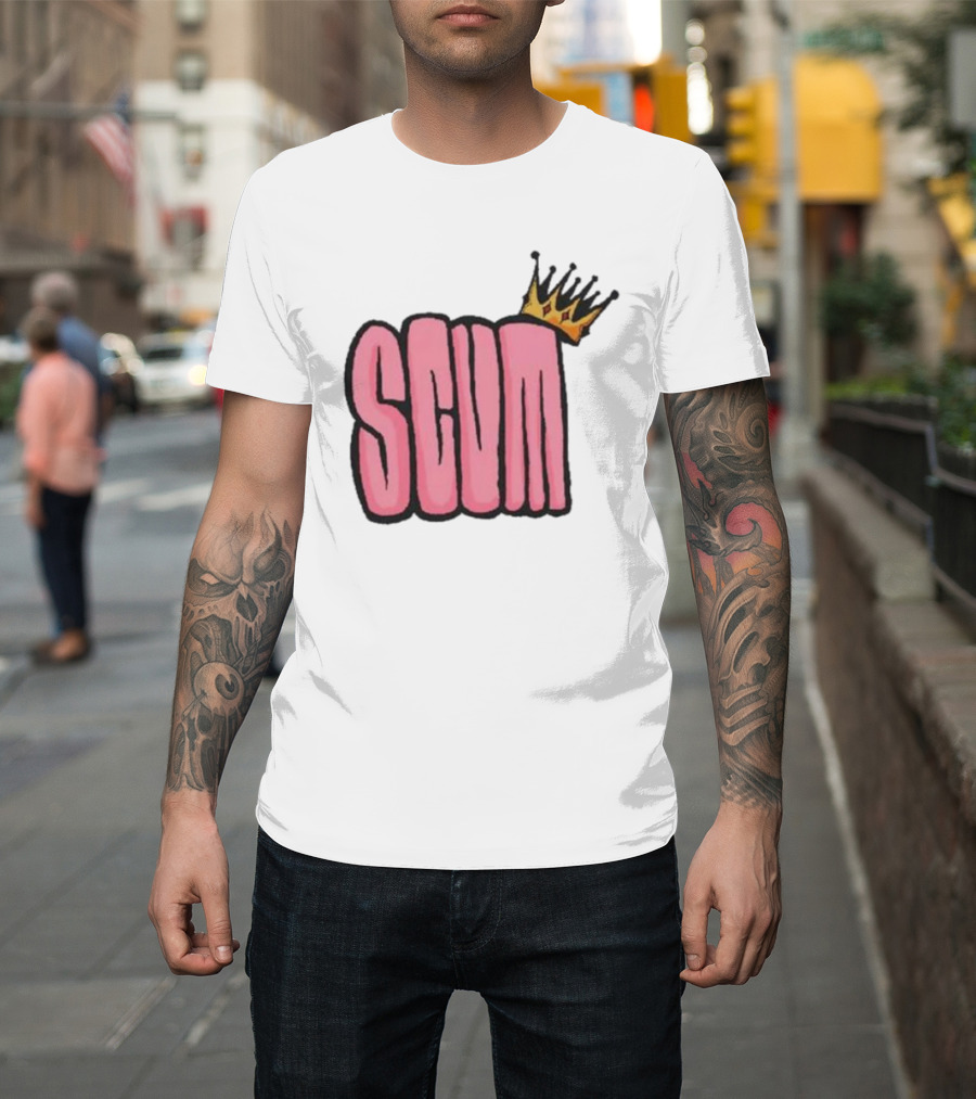 SCUM Pink Text With Gold Crown T-Shirt