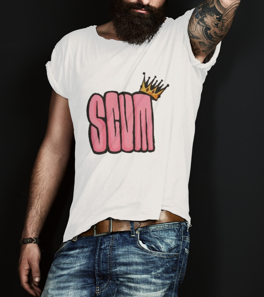 SCUM Pink Text With Gold Crown T-Shirt