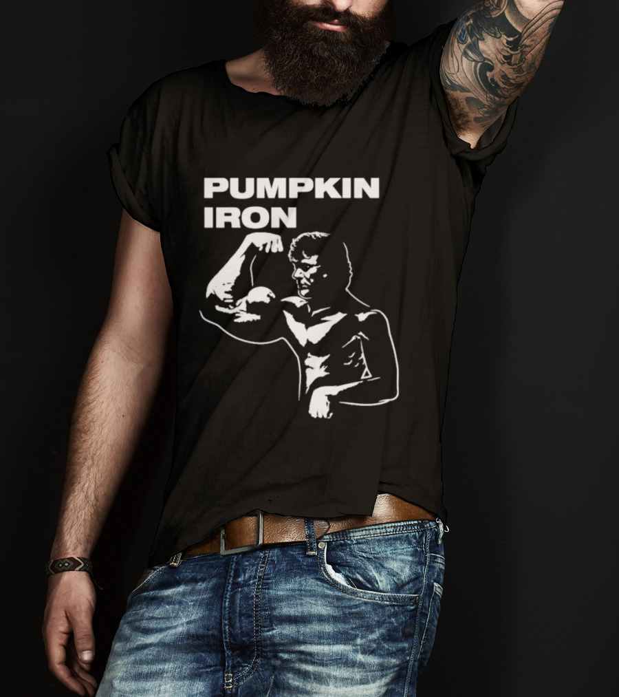 Pumpkin Iron Bodybuilder Flexing Muscles T-Shirt