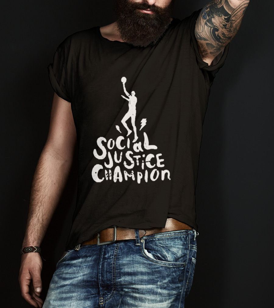Social Justice Champion Basketball Figure With Lightning Bolt T-Shirt