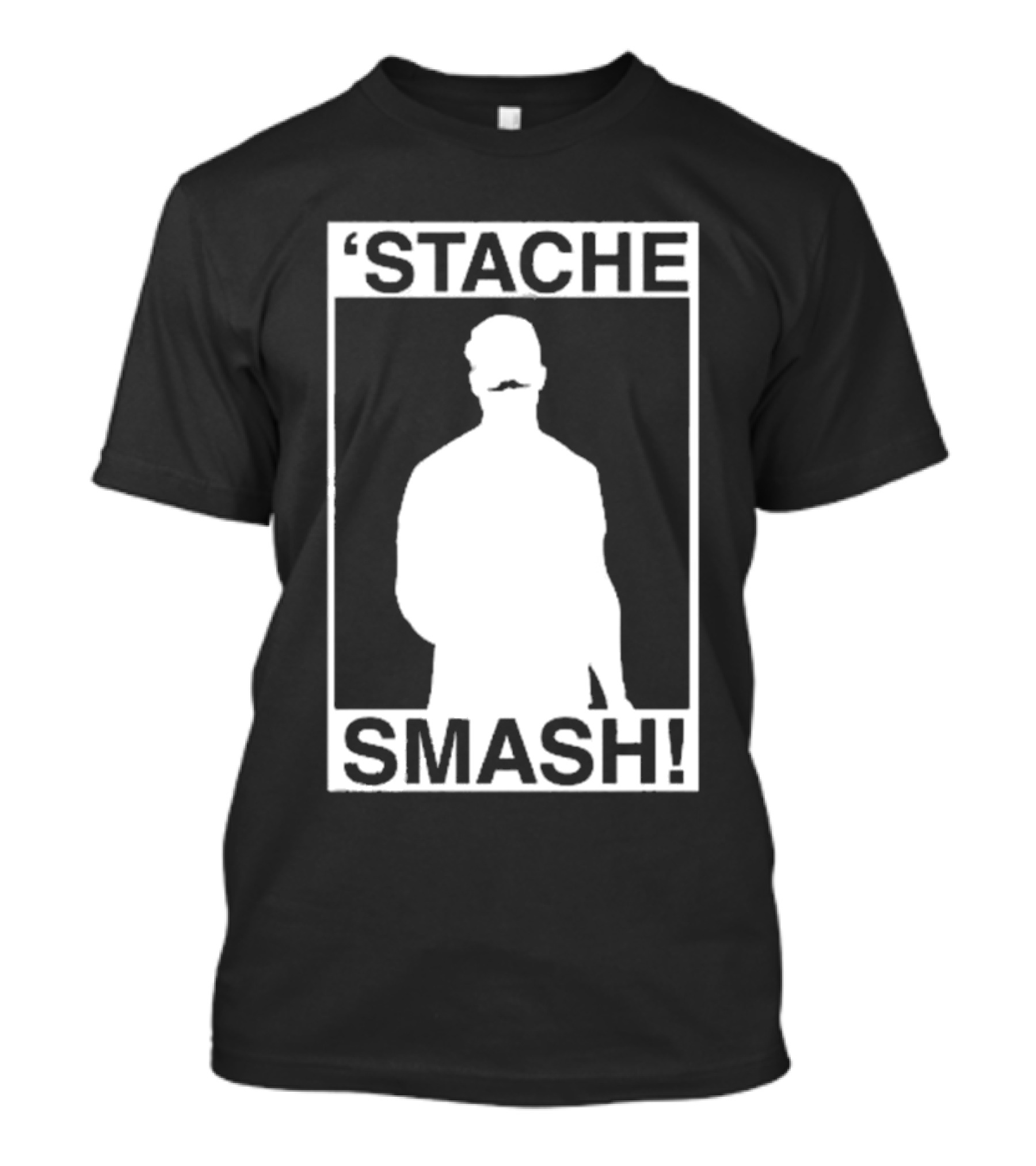 'Stache Smash Silhouette Mustache Bold Contrast T-Shirt