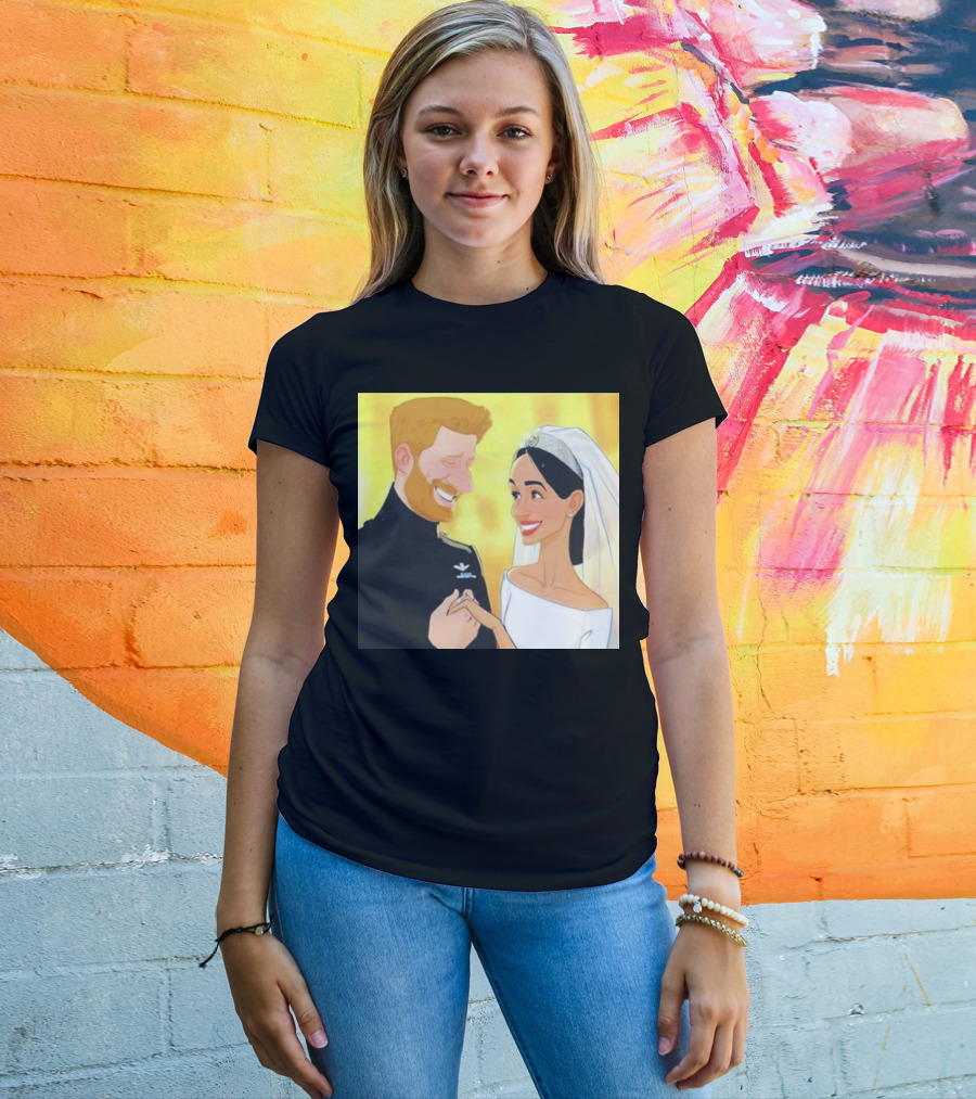 Meghan And Harry Cartoon Wedding T-Shirt