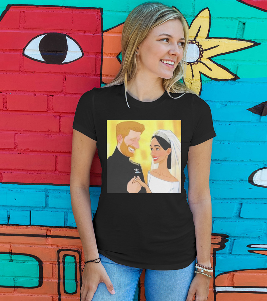 Meghan And Harry Cartoon Wedding T-Shirt