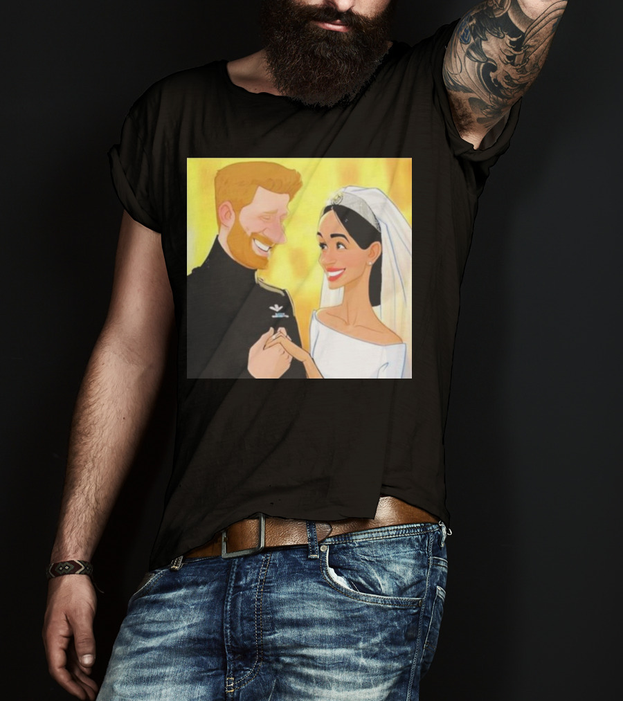 Meghan And Harry Cartoon Wedding T-Shirt
