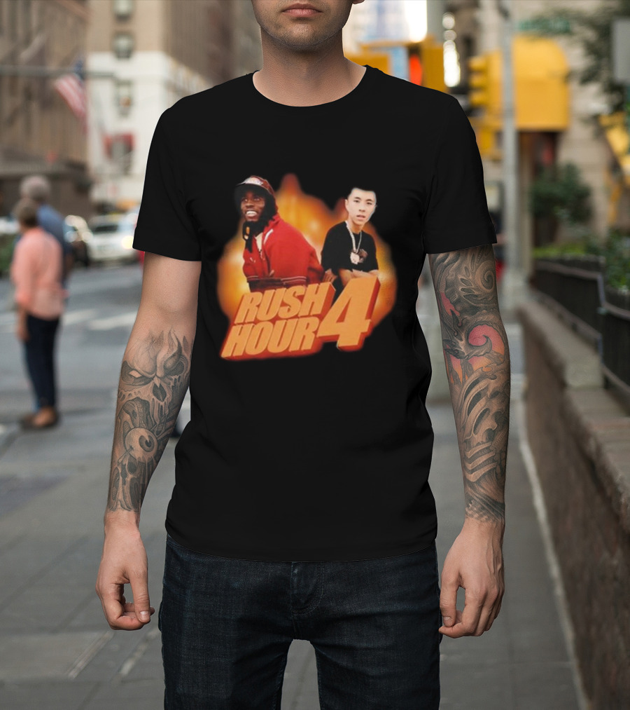Rush Hour 4 Comedy Duo Flame Background T-Shirt
