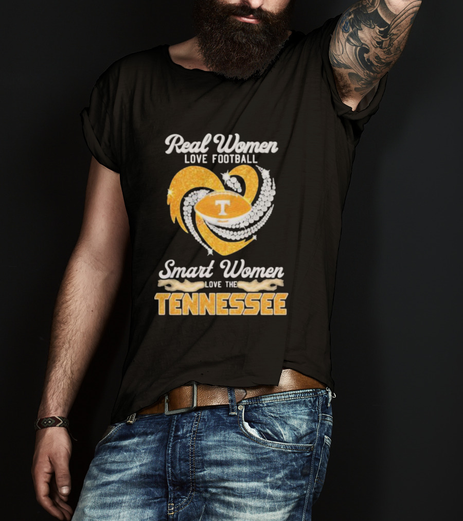 Real Women Love Football Smart Women Love The Tennessee Volunteers Heart T-Shirt