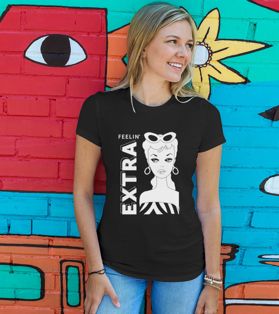 Feelin' Extra Barbie Retro Style Sunglasses And Hoop Earrings T-Shirt