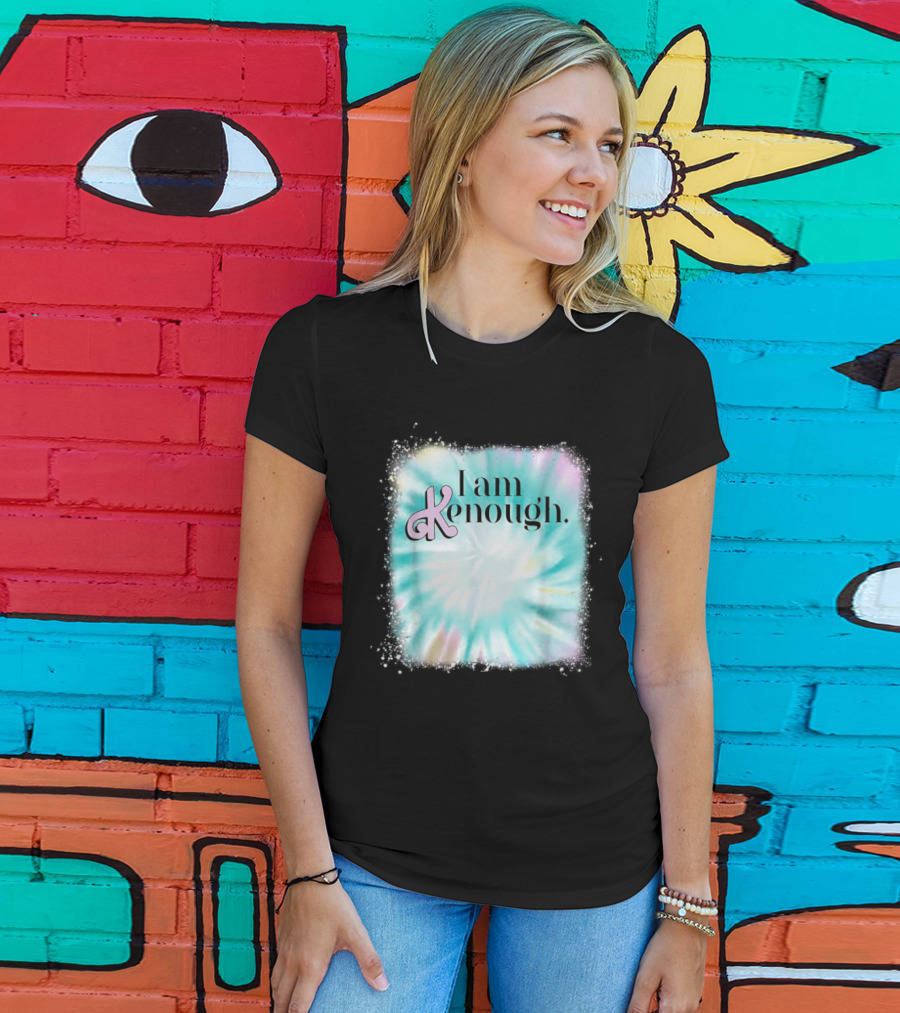 Pinky Ken I Am Ken Enough Tie-Dye Spiral Text T-Shirt