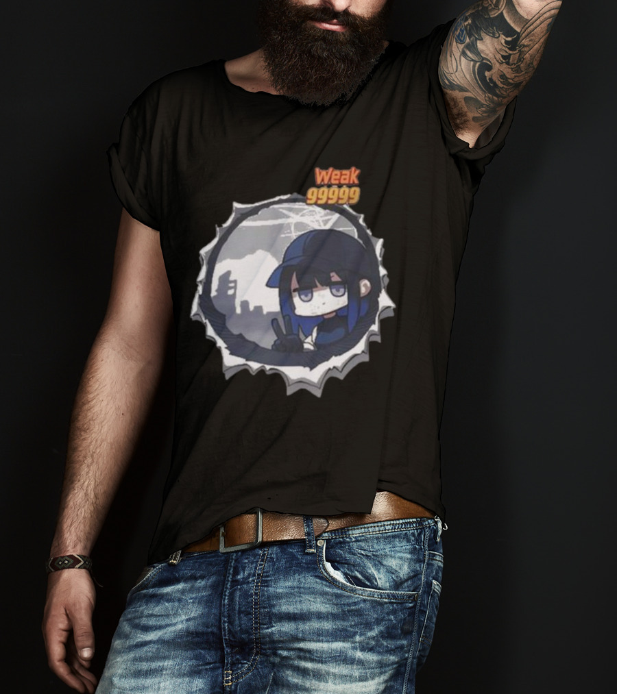 Weak 99999 Manga Anime Peace Sign Character In Dark Urban Scene T-Shirt