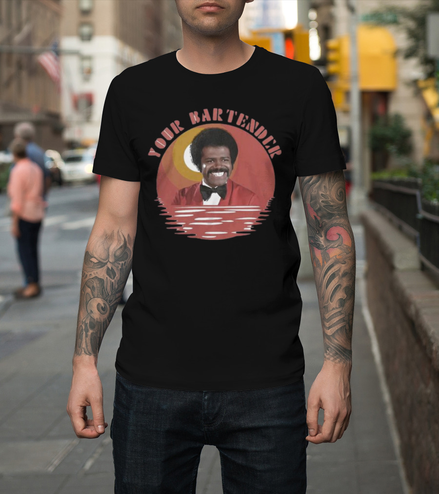 Your Bartender Retro Bowtie Red Suit Afro T-Shirt