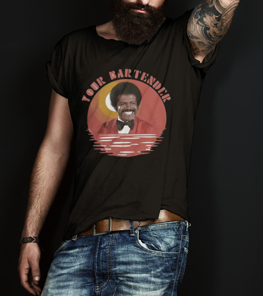 Your Bartender Retro Bowtie Red Suit Afro T-Shirt