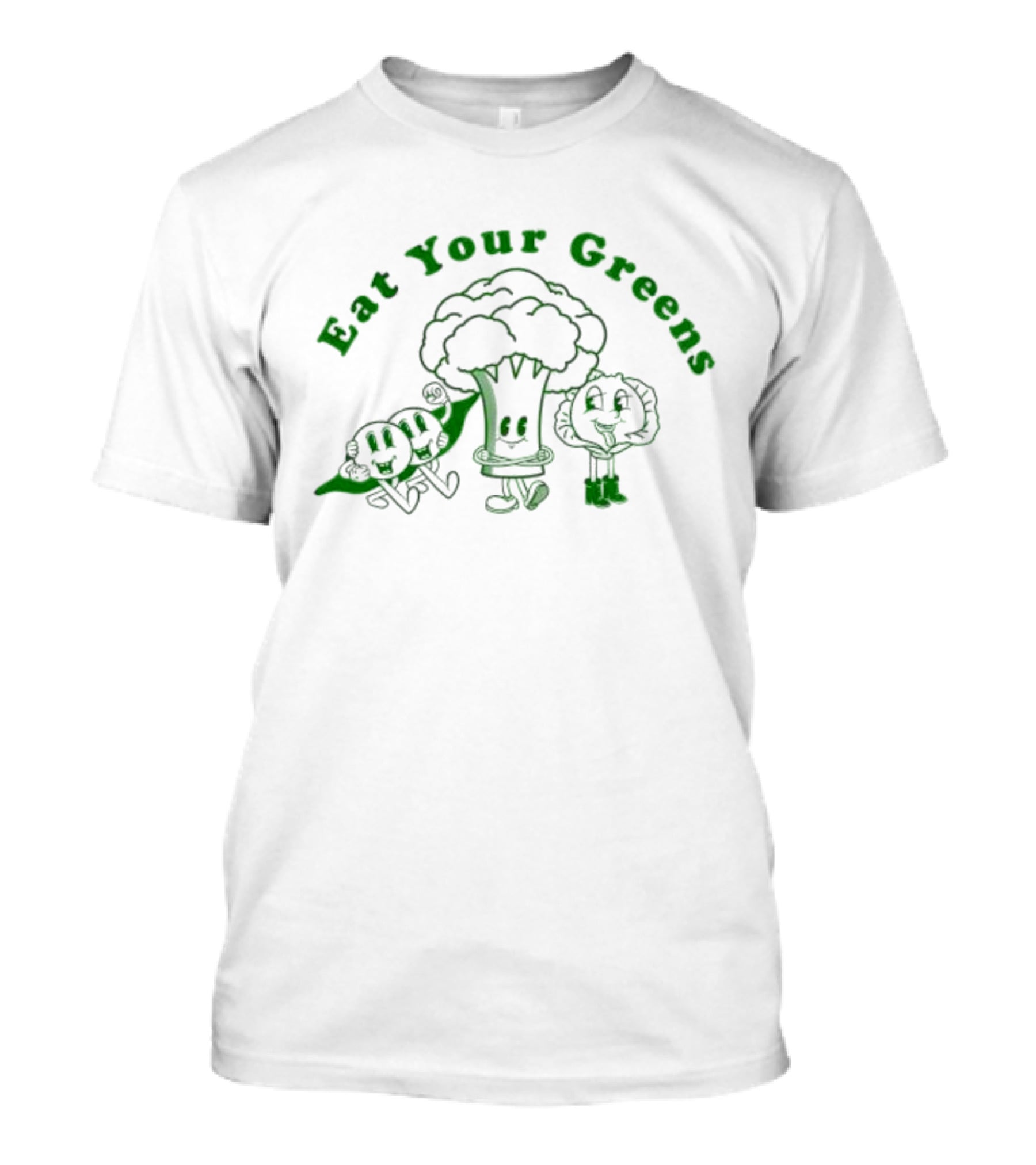 Eat Your Greens Cartoon Broccoli And Friends T-Shirt