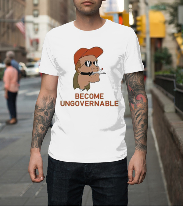 Shirt: Become Ungovernable Rusty Shackleford Smoking Character with Sunglasses and Orange Hat T-Shirt Become Ungovernable Rusty Shackleford Smoking Character with Sunglasses and Orange Hat T-Shirt