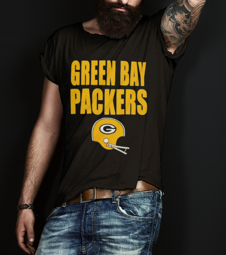 Green Bay Packers Helmet Logo And Text Football Fan Gear T-Shirt