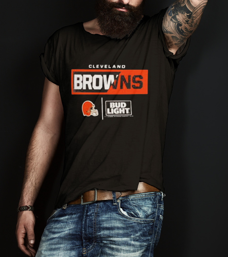 Cleveland Browns Bud Light NFL Partnership With Cleveland Helmet T-Shirt