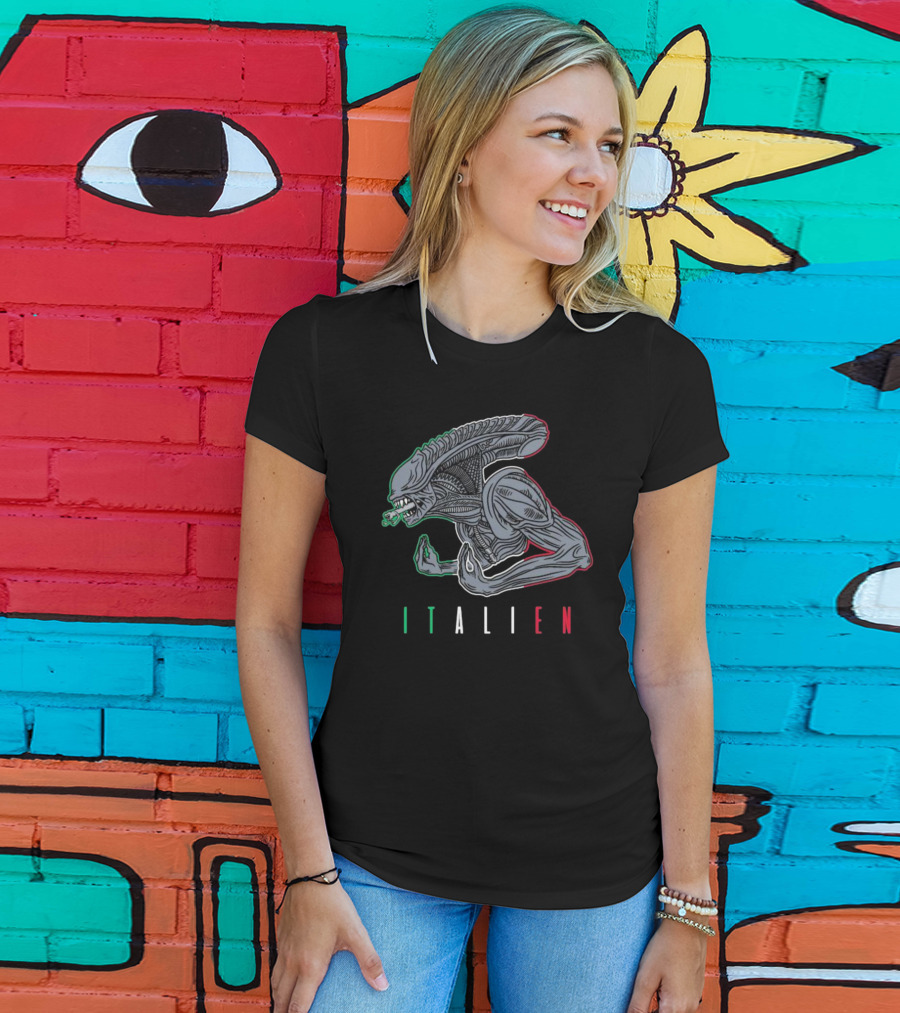 Italien Alien Creature Italian Flag Colors T-Shirt