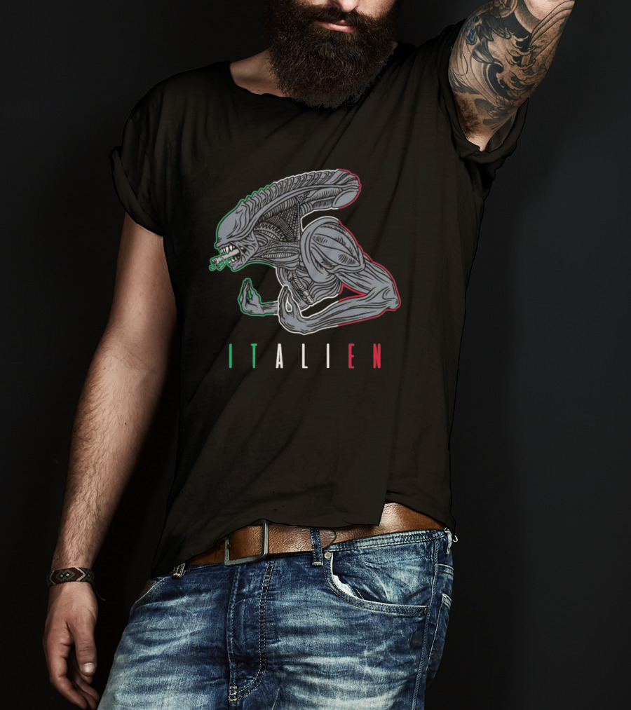 Italien Alien Creature Italian Flag Colors T-Shirt