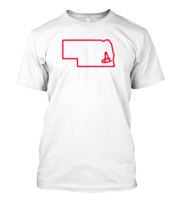 Nebraska Amigos State Outline With Iconic Red Letter A T-Shirt