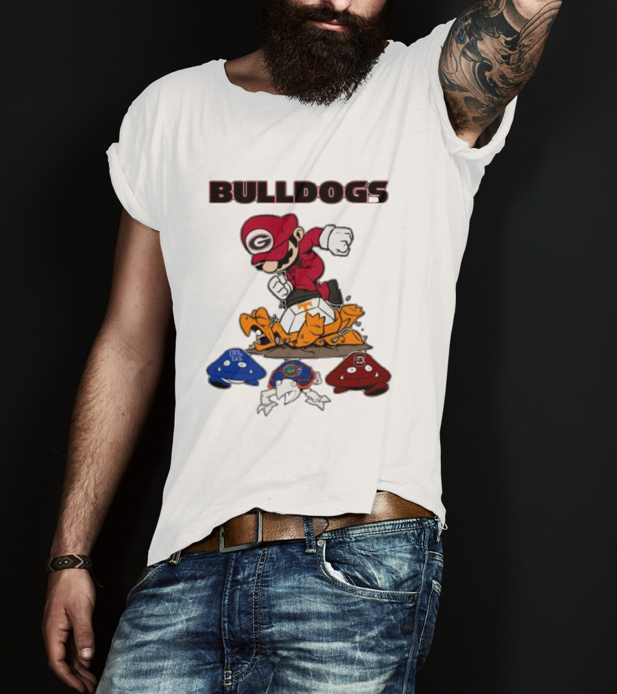 Bulldogs Super Mario Inspired Design With Iconic Gaming Motifs T-Shirt